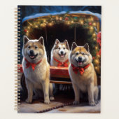 Akita Snowy Sleigh Ride Décor de Noël (Devant)