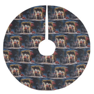 Akita Snowy Sleigh Ride Kerstdecoratie Kerstboom Rok