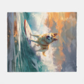 Akita Strand Surfen Schilderij Fleece Deken (Voorkant (Horizontaal))