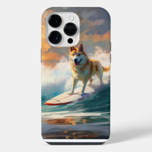 Akita Strand Surfen Schilderij iPhone 14 Pro Max Hoesje