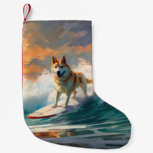 Akita Strand Surfen Schilderij Kleine Kerstsok