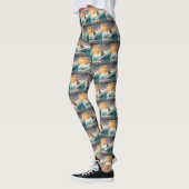 Akita Strand Surfen Schilderij Leggings (Links)