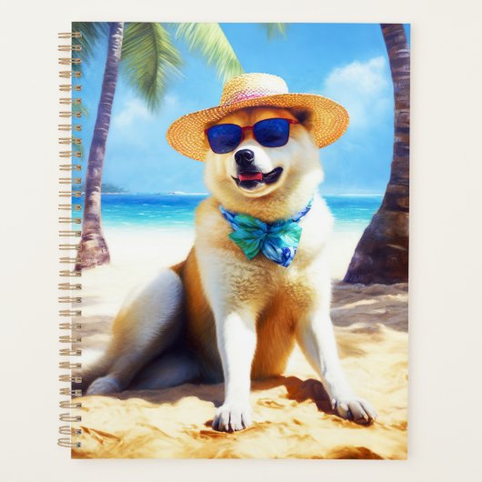 Akita sur la plage, cadeau d'été pour les amoureux (Devant)