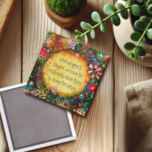 Akkoord om Quote Inspirivity  Floral niet akkoord  Magneet