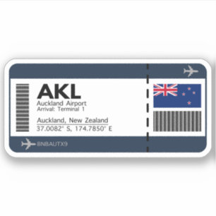 AKL Auckland Boarding Pass - New Zealand Ticket Sticker