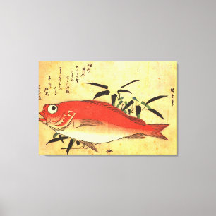 Akodai - Hiroshige's kleurrijke Japanse visafdrukk Canvas Afdruk