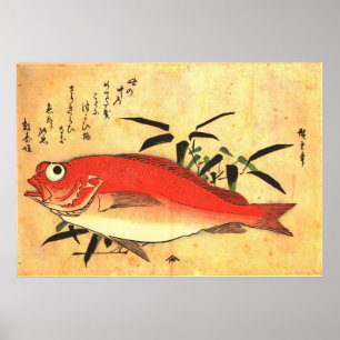 Akodai - Hiroshige's kleurrijke Japanse visafdrukk Poster