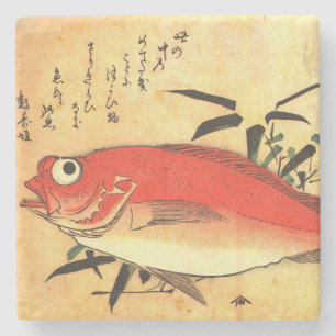 Akodai - Hiroshige's kleurrijke Japanse visafdrukk Stenen Onderzetter