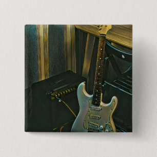 akoestiek bass electric guitar gift vierkante button 5,1 cm