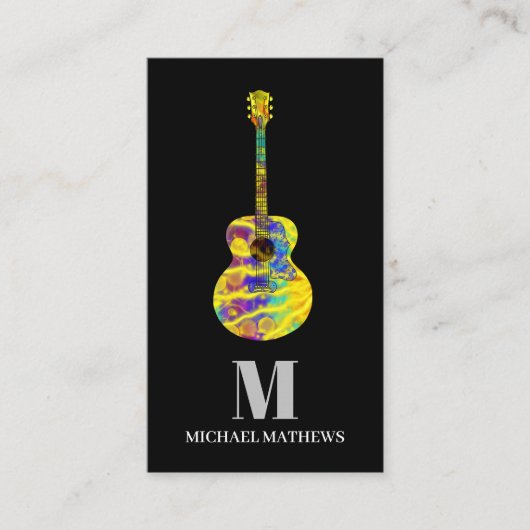 Akoestische elektrische gitaarmuziekleraar Monogra Visitekaartje (Voorkant)