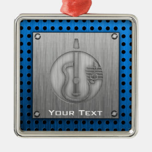 akoestische gitaar; blik van geborsteld metaal metalen ornament