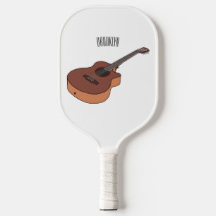 Akoestische gitaar cartoon illustratie pickleball paddle