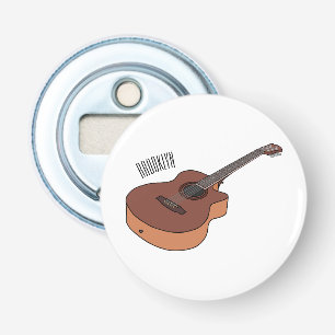 Akoestische gitaar cartoonillustratie button flesopener