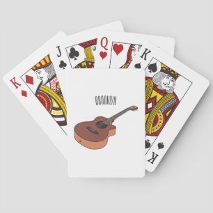 Akoestische gitaar cartoonillustratie pokerkaarten
