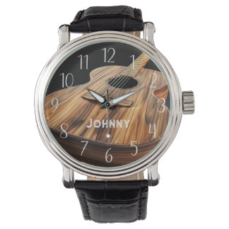 Akoestische gitaar, gepersonaliseerd horloge