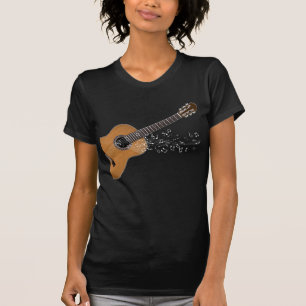 akoestische gitaar grafische muzieknoten t-shirt
