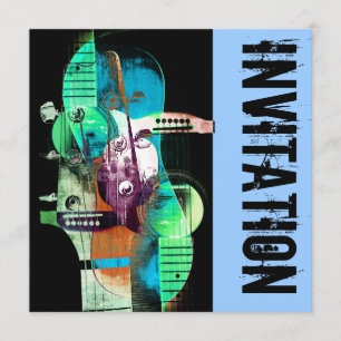 akoestische gitaar jazz jam-uitnodiging kaart