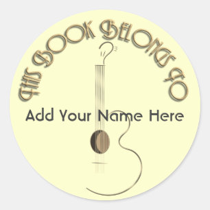 Akoestische Gitaar Logo Design Bookplate Stickers