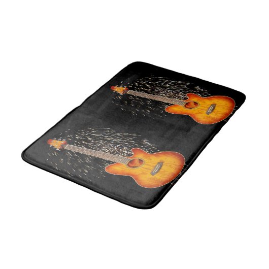 akoestische gitaar met vuurwerk, badmat (Gekanteld)