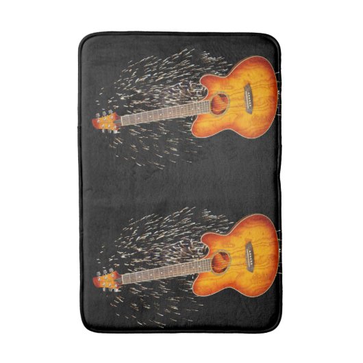 akoestische gitaar met vuurwerk, badmat (Voorkant Verticaal)