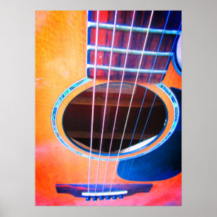 Akoestische Gitaar Perspectief Kleuren van Muziek Poster