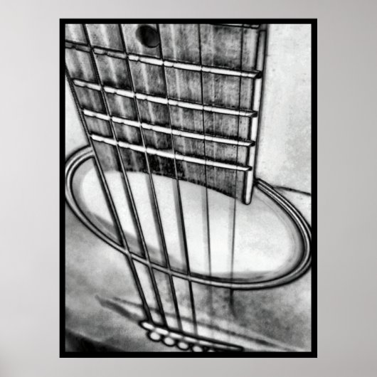Akoestische gitaar Perspective Strings Zwarte Gren Poster (Voorkant)