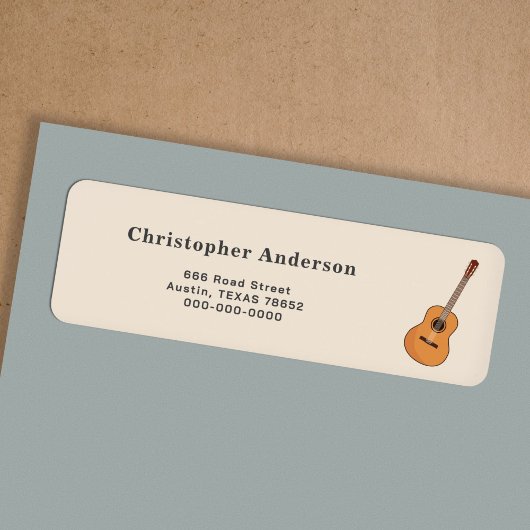 akoestische gitaar retour adreslabel etiket