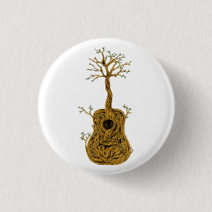 Akoestische gitaar Shirt Tree of Life gitaar spele Ronde Button 3,2 Cm