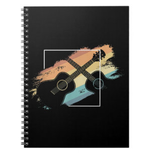 akoestische gitaar Silhouette musicus Hippie Notitieboek