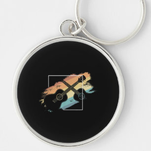 akoestische gitaar Silhouette musicus Hippie Sleutelhanger
