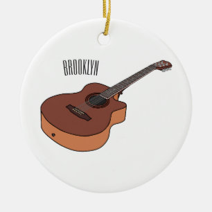 Akoestische gitaarafbeelding cartoon keramisch ornament