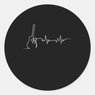 Akoestische gitaarhartslag voor gitaar ronde sticker