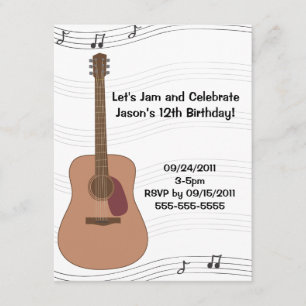 Akoestische gitaarillustratie Birthday Uitnodiging