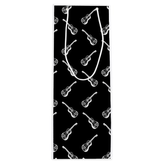akoestische gitaren Print Art Pattern Black Wijn Cadeautas (Voorkant)