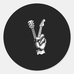 Akoestische gitarist bassist muzikant ronde sticker