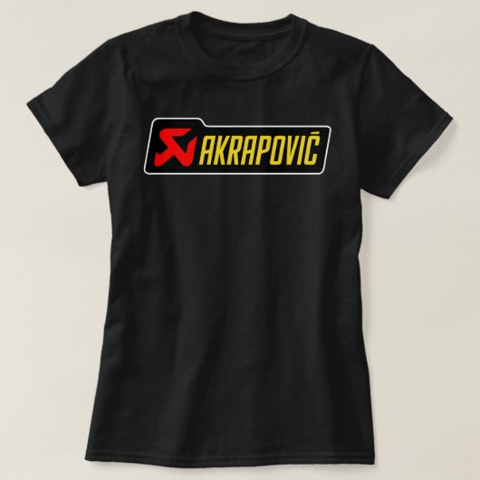 Akrapovic aangepast replica ontwerp gele tekst C T-shirt (Design voorkant)