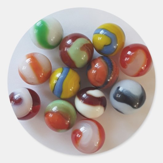 Akro Agate Kurkentrekker Glass Marbles Ronde Sticker (Voorkant)