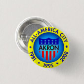 Akron All American City Button. Ronde Button 3,2 Cm (Voorkant /achterkant)