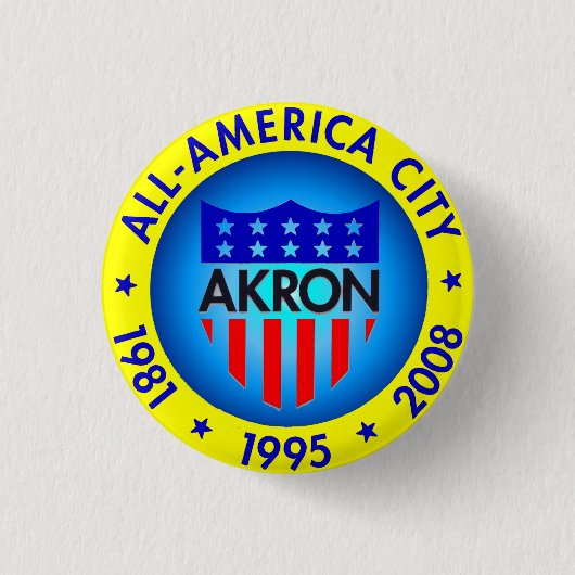 Akron All American City Button. Ronde Button 3,2 Cm (Voorkant)