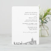 Akron bruiloft elegante skyline uitnodiging (Staand voorkant)