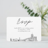 Akron Bruiloft Minimalistische Schets RSVP Informatiekaartje (Staand voorkant)