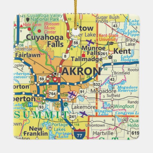 Akron OH kaart Keramisch Ornament (Achterkant)