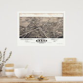 Akron, OH Panoramic Map - 1882 Poster (Keuken)