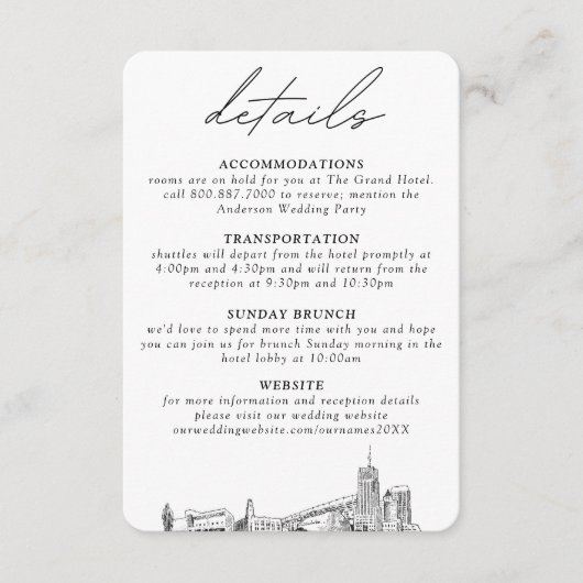 Akron Ohio Bruiloft Verticale details Informatiekaartje (Voorkant)