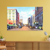 Akron Ohio Main Street 1940 Canvas Afdruk (Insitu (Woonkamer))