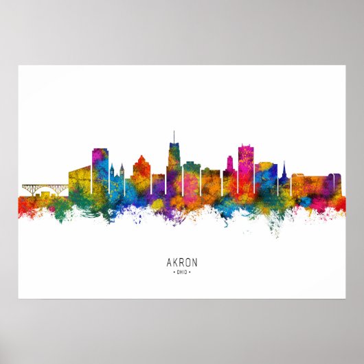 Akron Ohio Skyline Poster (Voorkant)