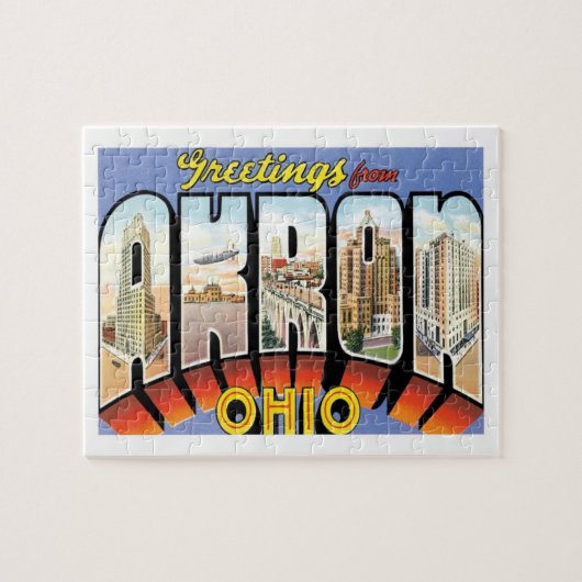 Akron Ohio Vintage Travel Legpuzzel (Horizontaal)