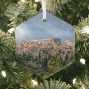 Akropolis, het oude Athene, Griekenland Glas Ornament