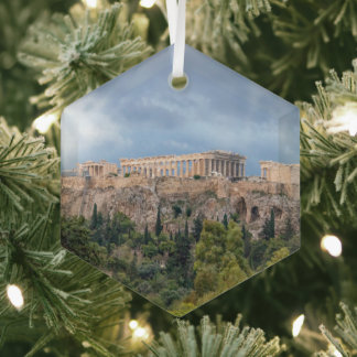 Akropolis, het oude Athene, Griekenland Glas Ornament