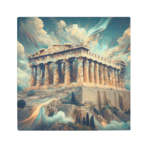 Akropolis te midden van hemelse wolken